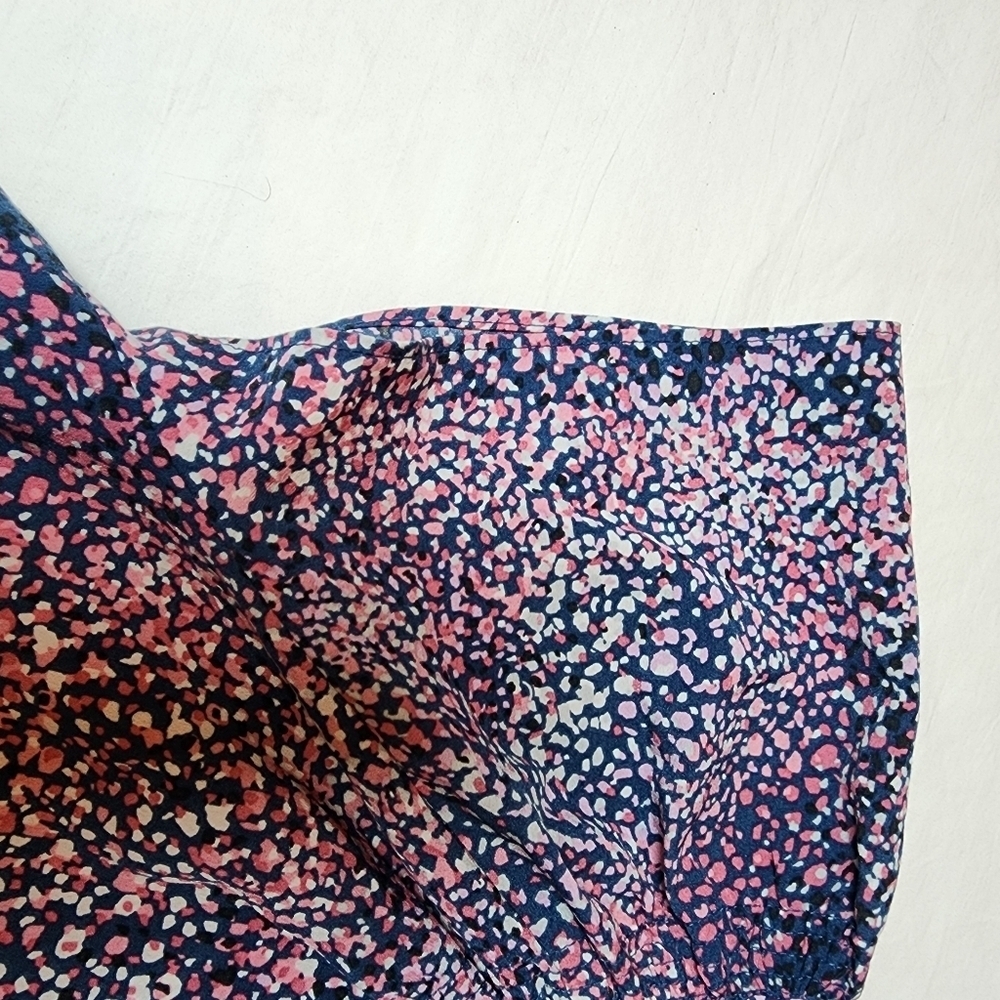 Motherhood Maternity Small Petite Pink and Blue Patterned Blouse Top With Tie - Picture 7 of 10